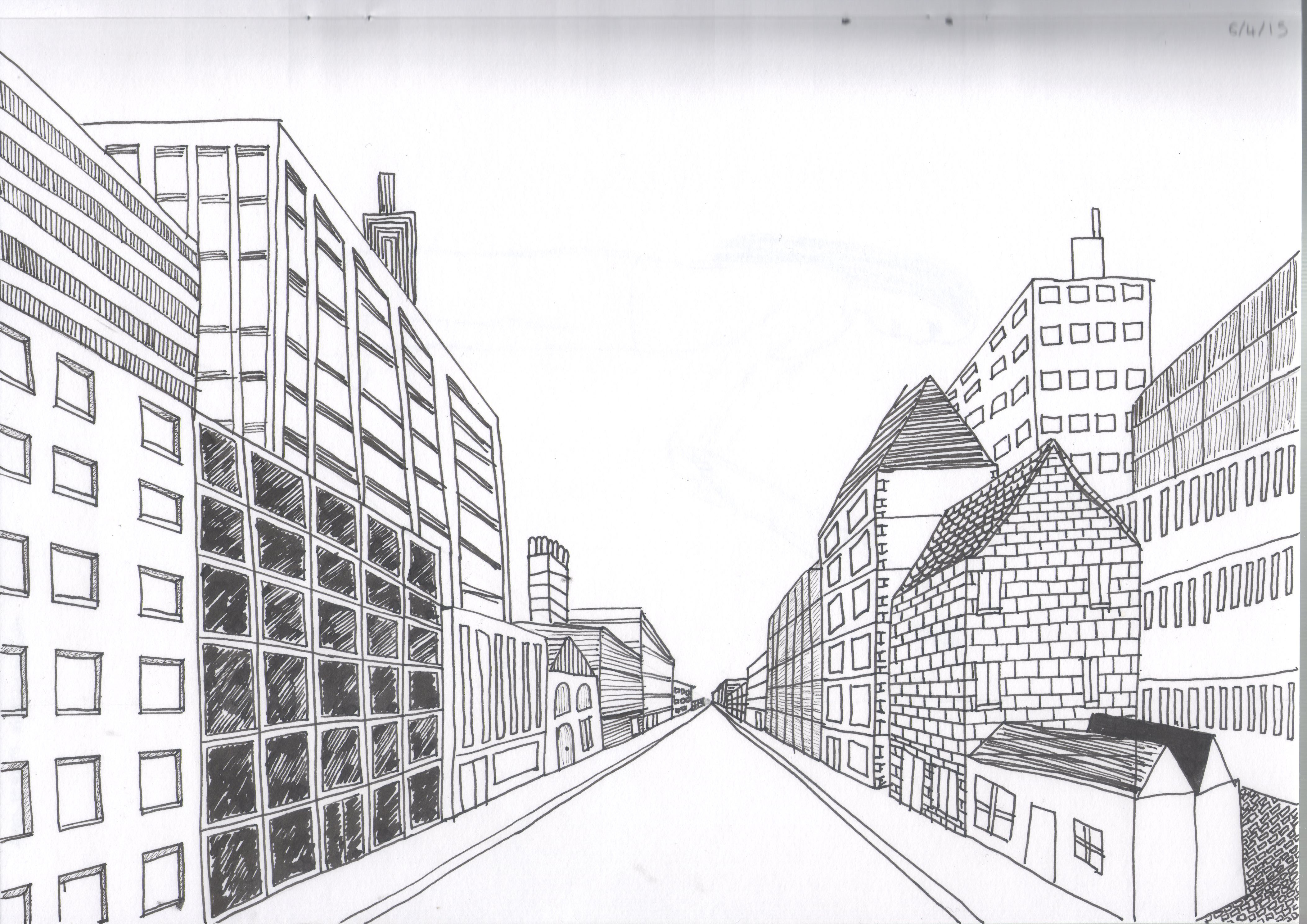 perspective drawing cityscape