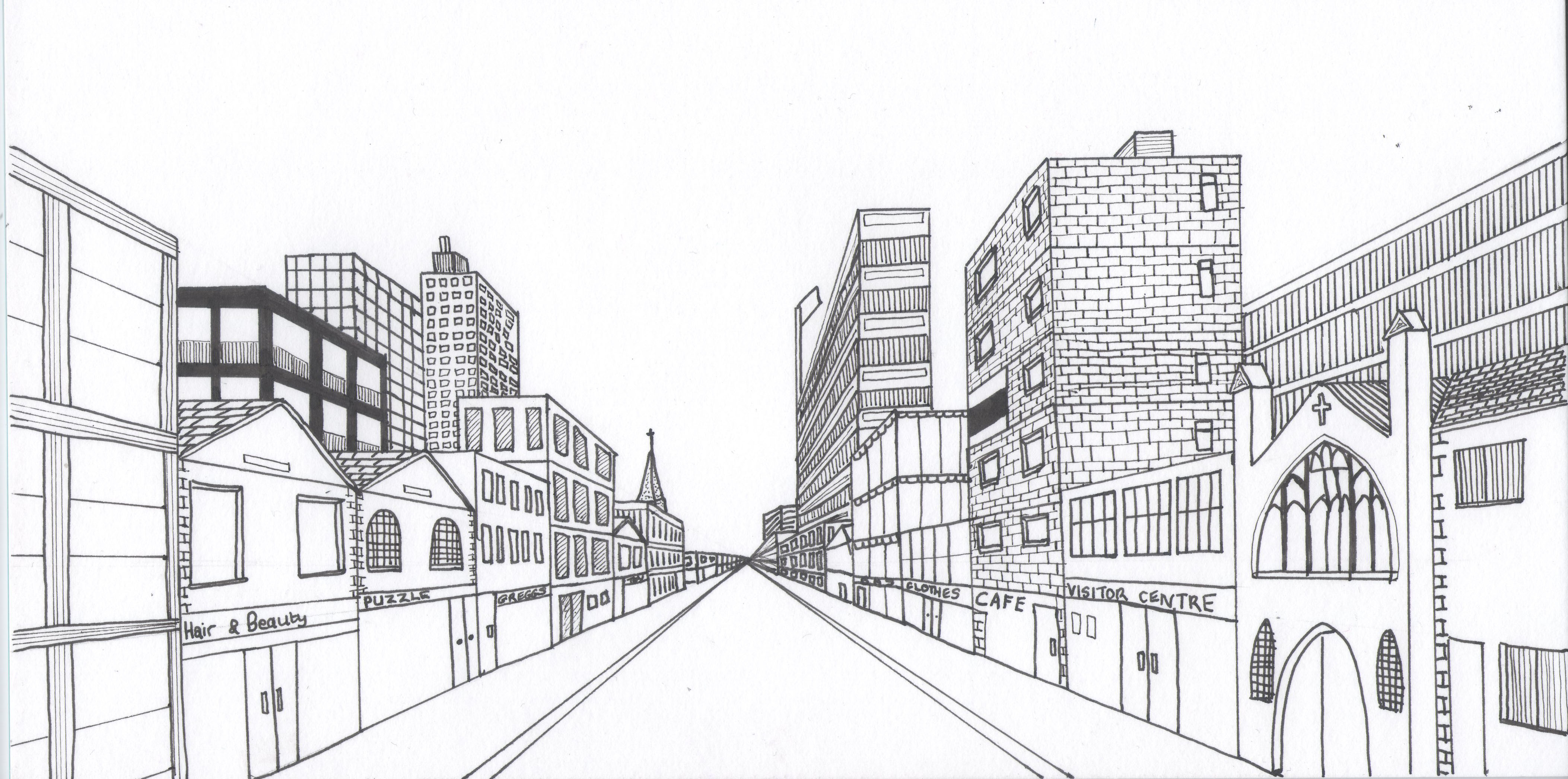 Cityscape Using One-Point Perspective  A Therapeutic Art 